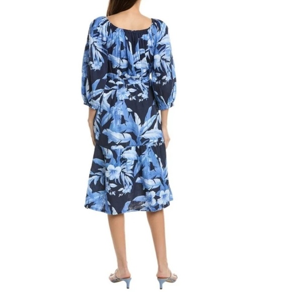 TOMMY BAHAMA DAYBREAK HIBISCUS MEDIUM OFF SHOULDER DRESS 100% COTTON NAVY $178 - Picture 3 of 14